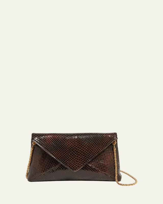 Small Embossed Leather Envelope Clutch Bag